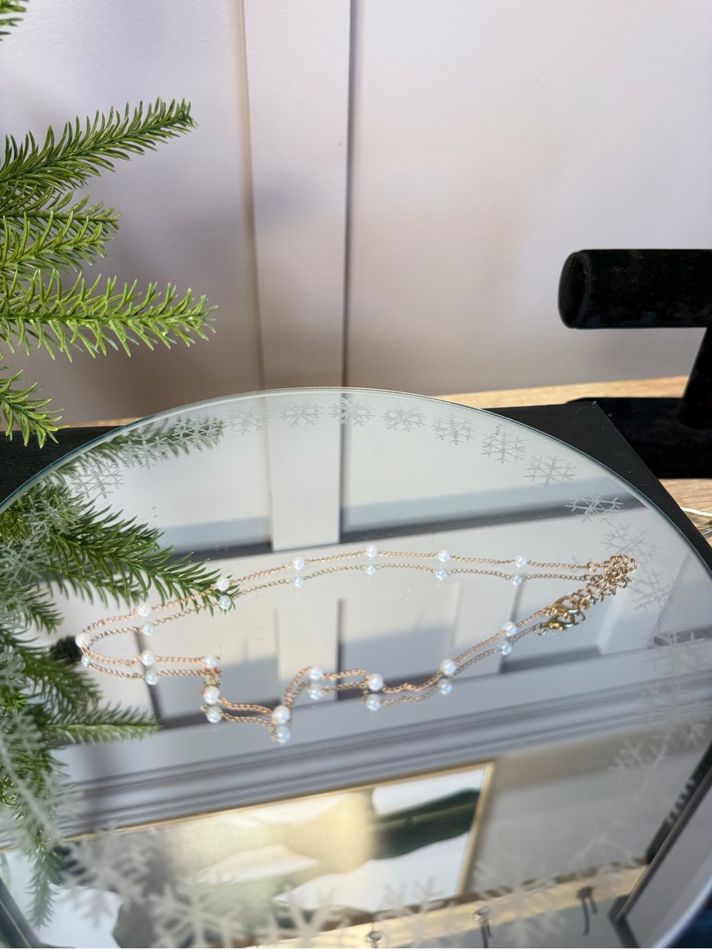 Delicate Gold Pearl Station Necklace
